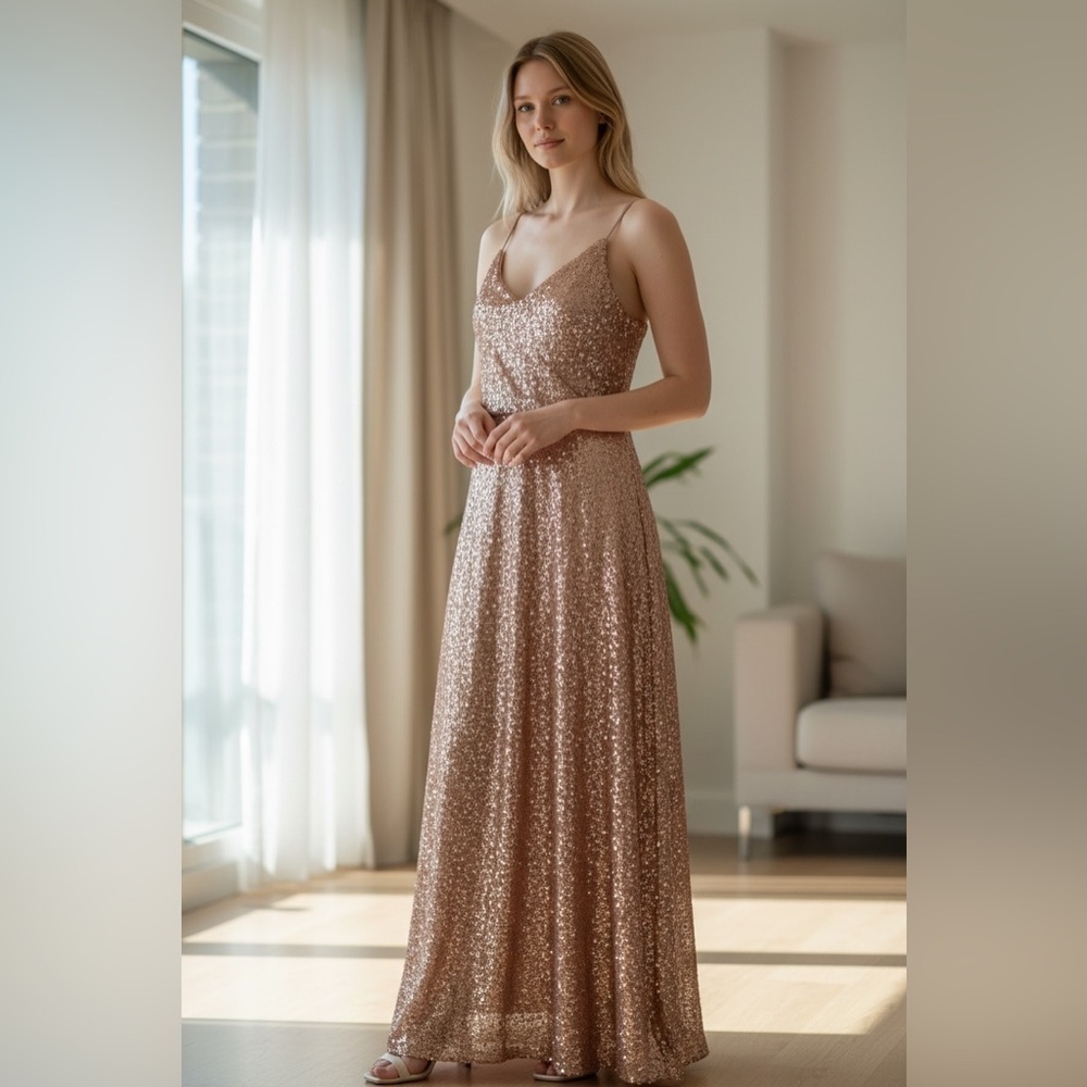 Revelry Sparkling Gold Maxi Dress
